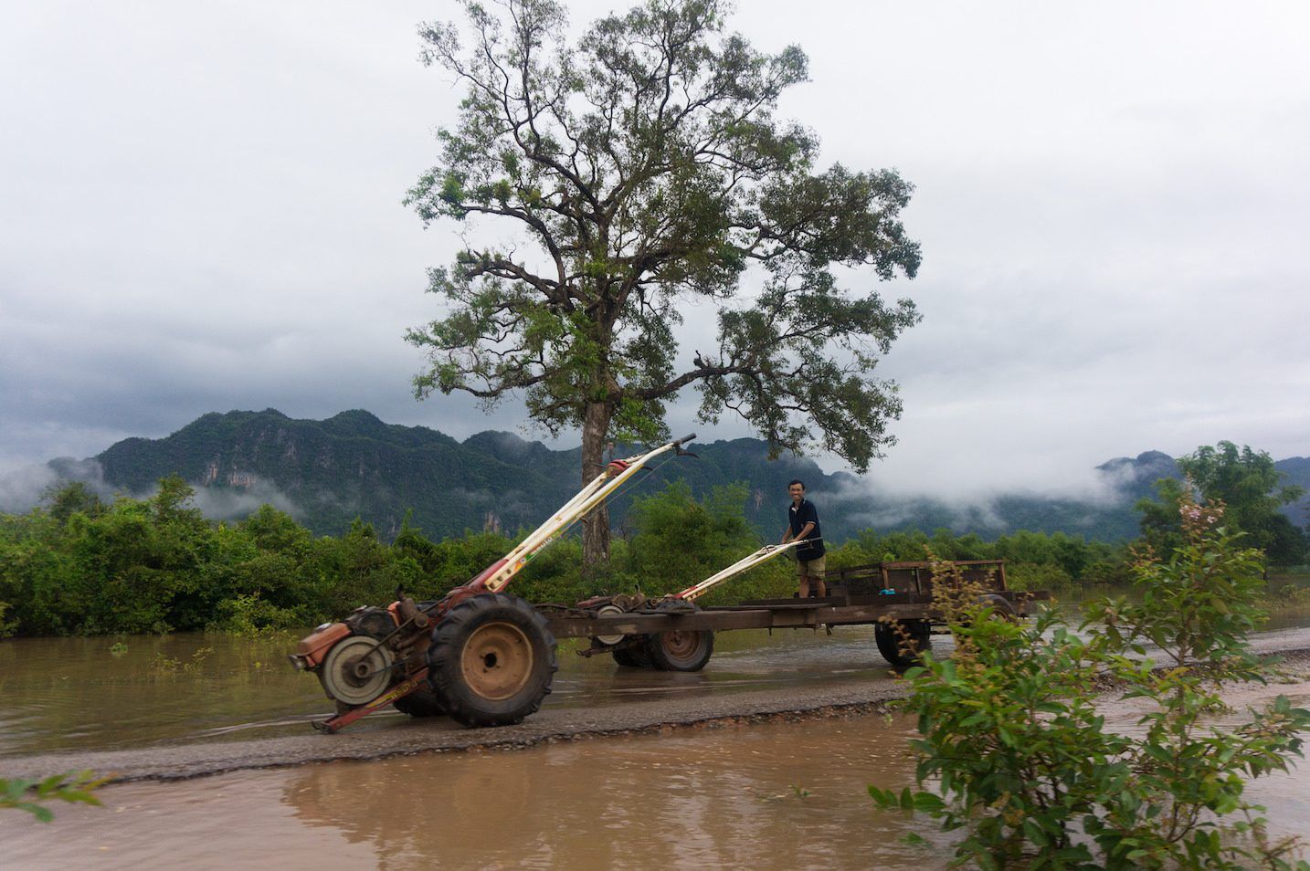 Traveling by tractor