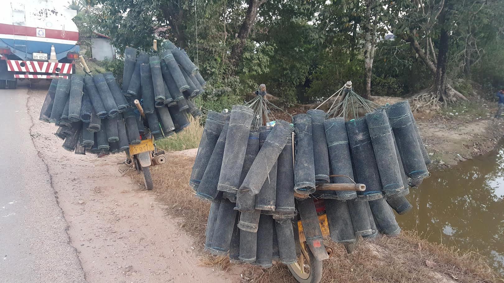 Prawn traps on scooter
