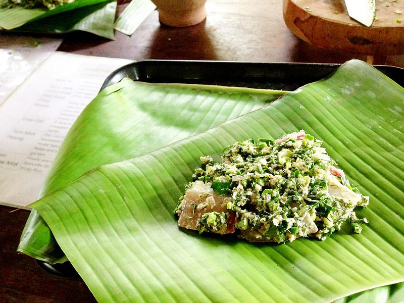 Mekong fish in banana leaves