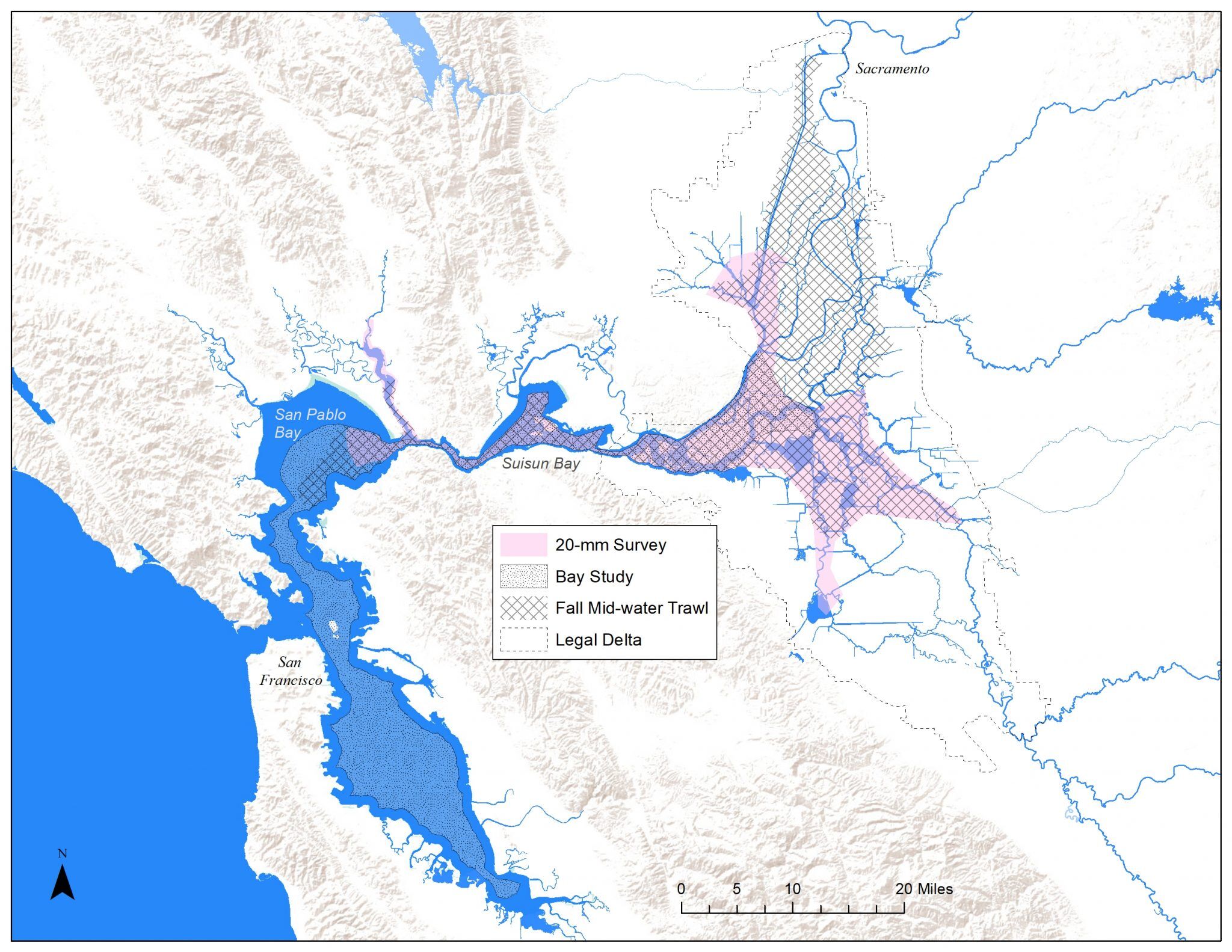 Map of Bay-Delta Survey Locations