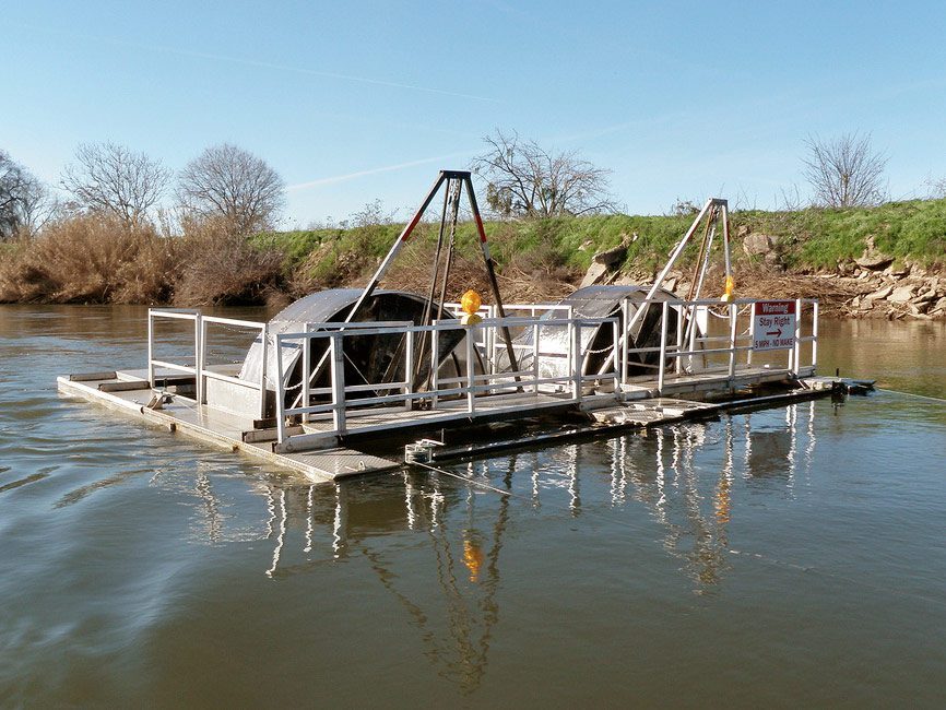 Tandem Rotary Screw Traps Tandem Rotary Screw Traps in the river