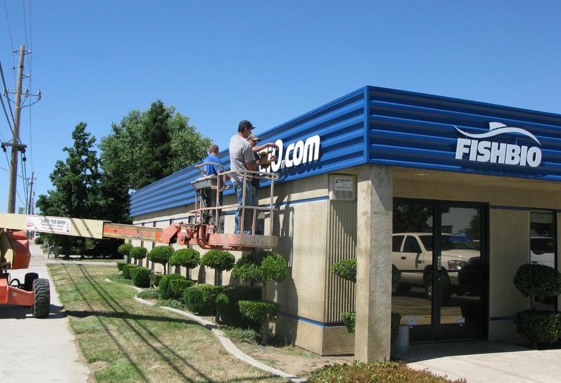 Hanging FISHBIO sign